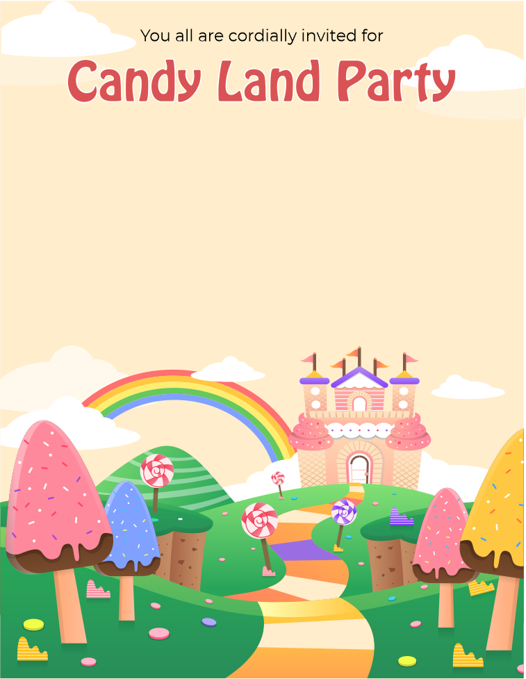 create candy land theme templ1054 e-invite for free