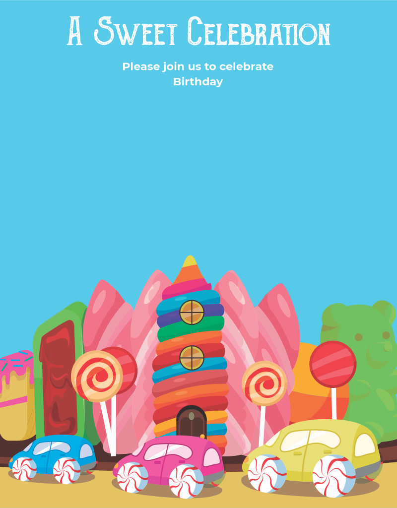 create candy land theme templ1056 e-invite for free