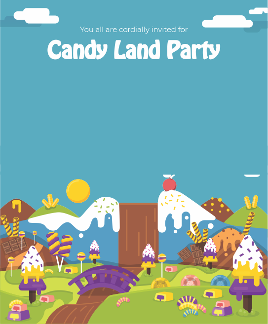 create candy land theme templ1058 e-invite for free