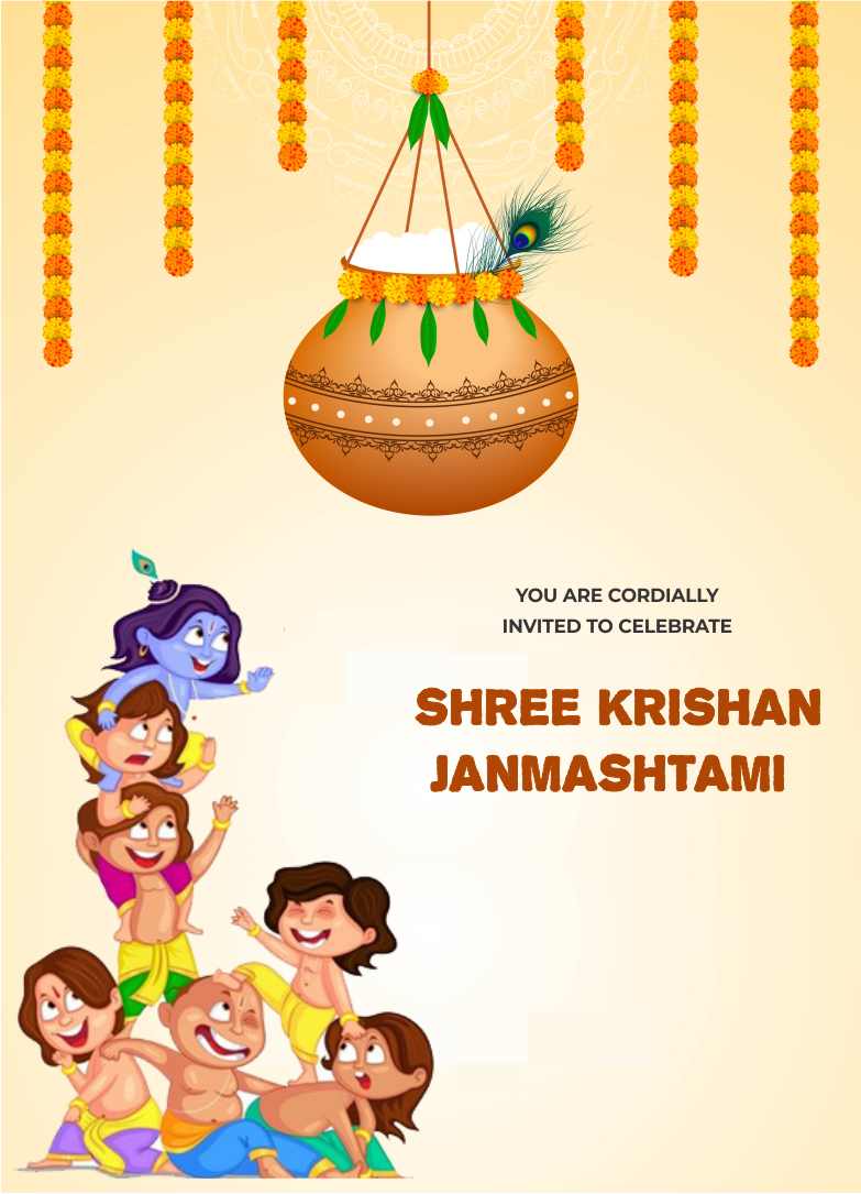 create krishna janmashtami templ900 e-invite for free