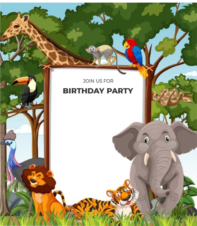 create jungle safari theme templ1041 e-invite for free