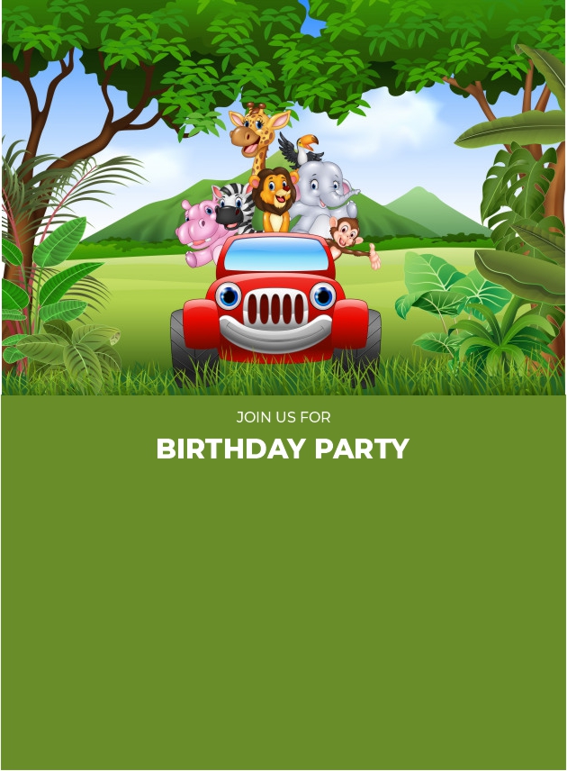 create jungle safari theme templ1045 e-invite for free