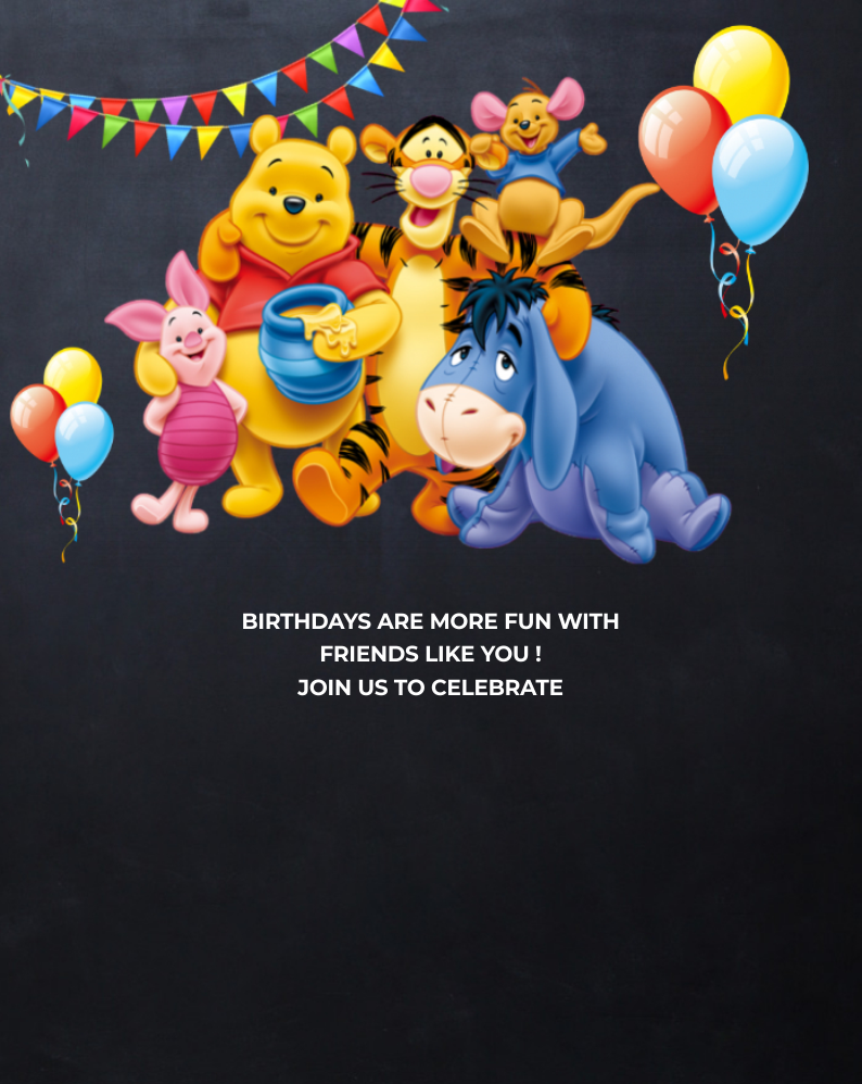 create winnie the pooh birthday theme templ921 e-invite for free