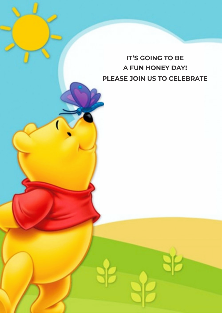 create winnie the pooh birthday theme templ926 e-invite for free