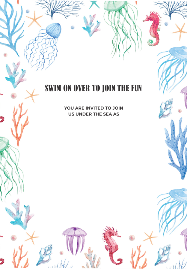 create under water theme templ941 e-invite for free