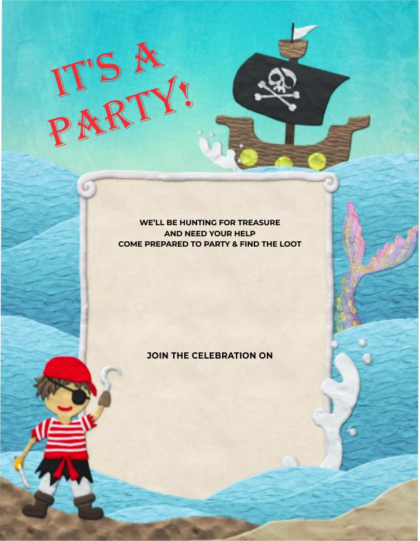 create pirates theme templ948 e-invite for free