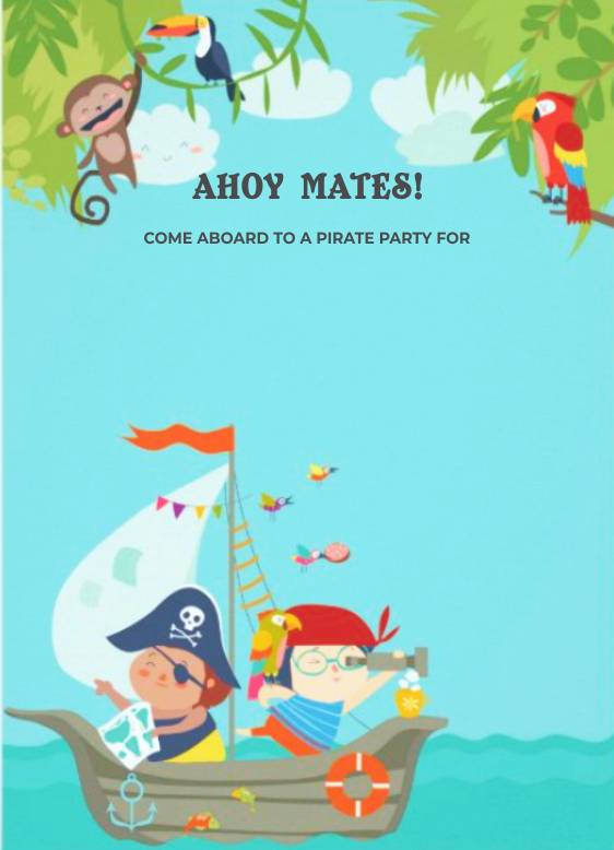 create pirates theme templ949 e-invite for free