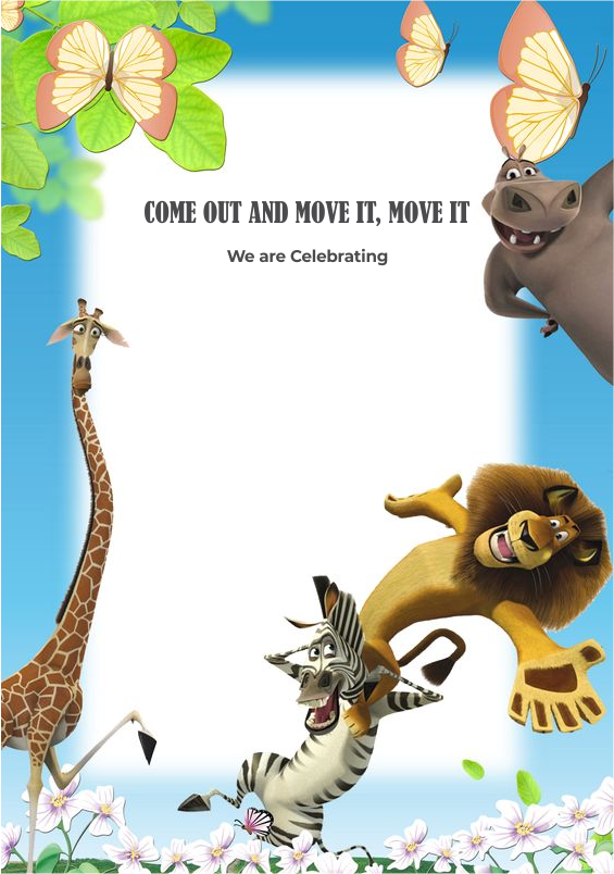 create madagascar theme templ958 e-invite for free