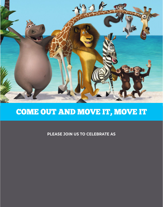 create madagascar theme templ959 e-invite for free