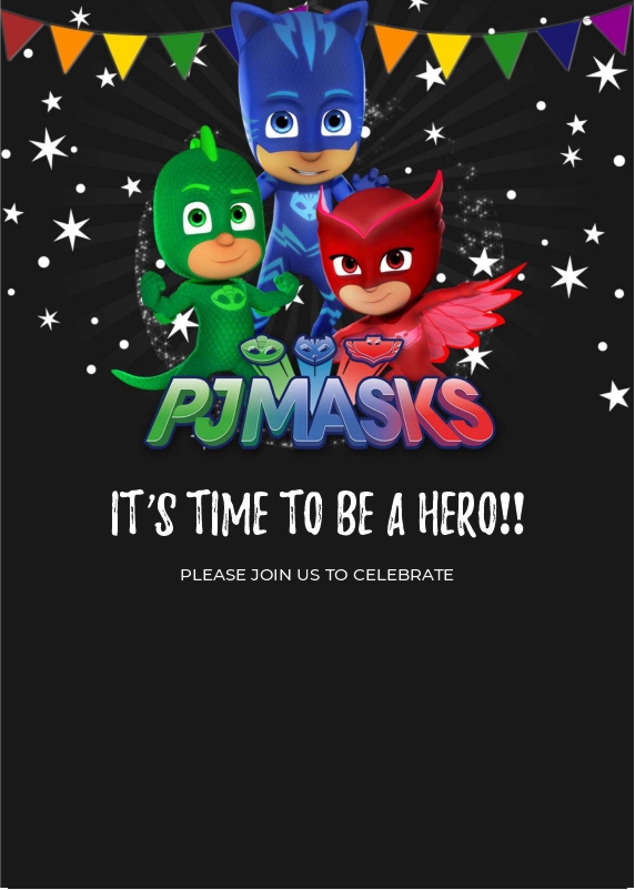 create pj masks templ1093 e-invite for free