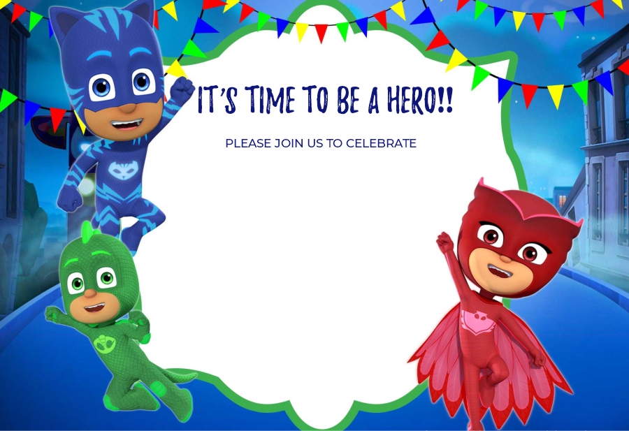 create pj masks templ1094 e-invite for free