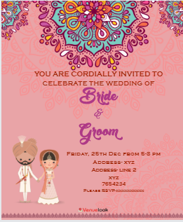 Bride & Groom with Mandala E-Invite E-Invitation