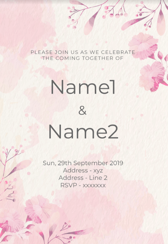 Soft Floral Wedding E-invite E-Invitation