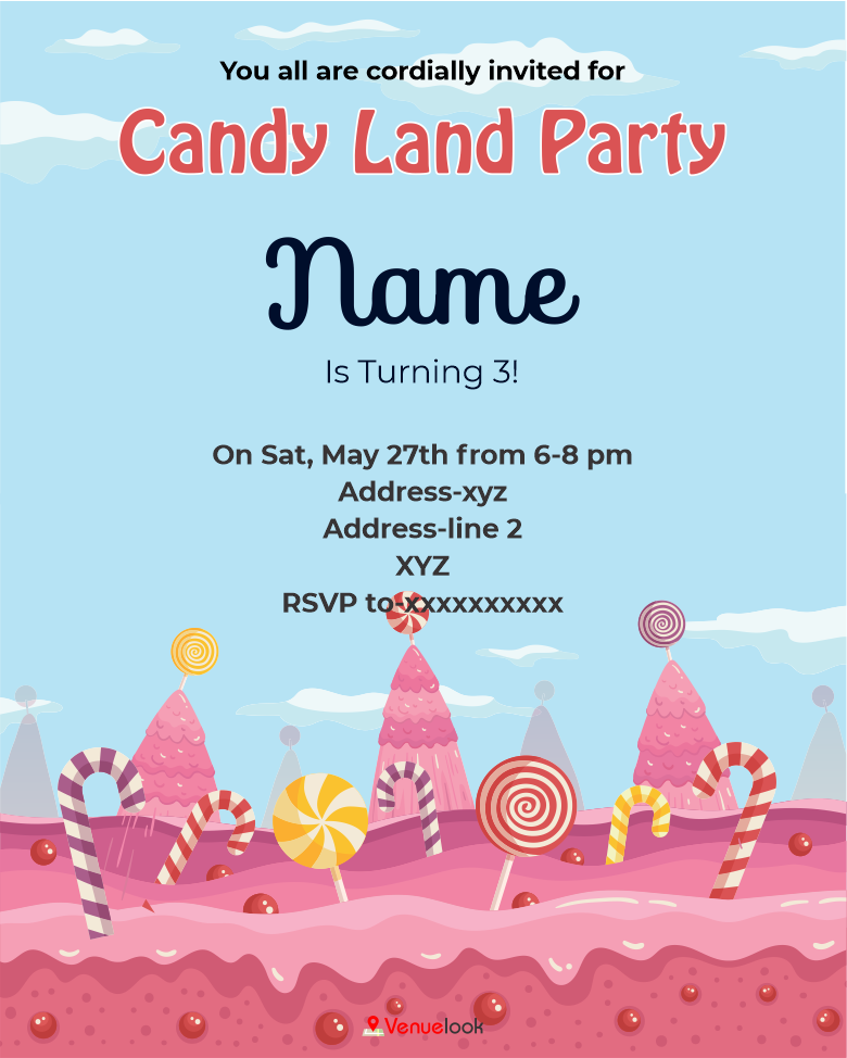 Candy Land Party E-invite E-Invitation