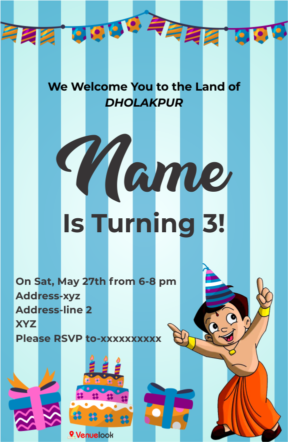 Chhota Bheem Birthday Party E-Invite E-Invitation