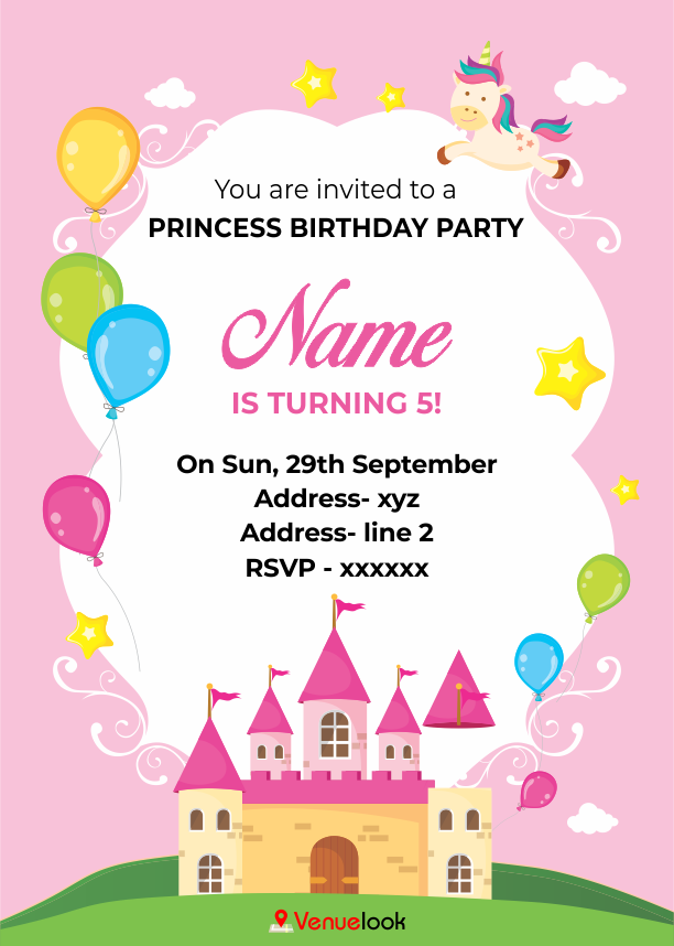 Princess Birthday Party E-Invite E-Invitation