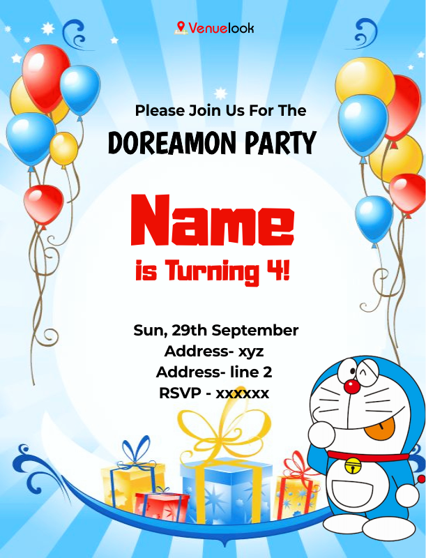 Doraemon and Gifts E-Invitation