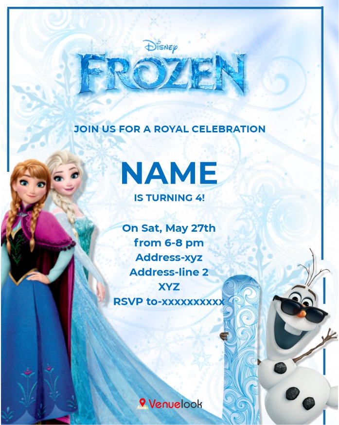 Elsa Anna and Olaf E-Invite E-Invitation