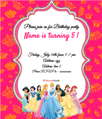 Ornate Disney Princess E-Invite E-Invitation