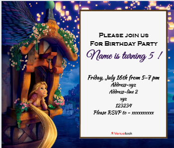 Princess Rapunzel E-Invite E-Invitation