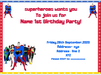 Super Hero E-Invite E-Invitation