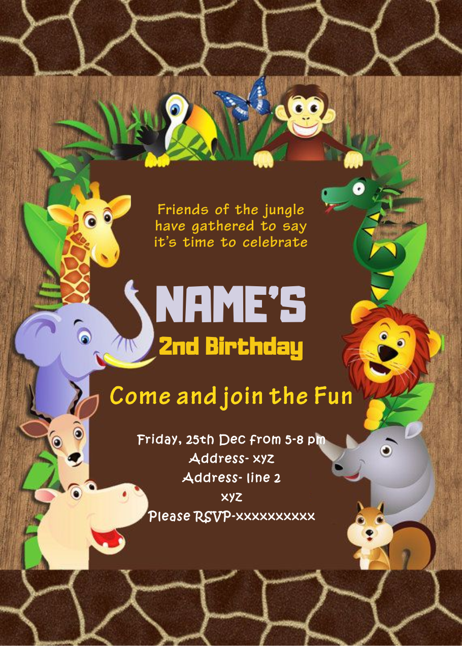 Jungle Themed E-invite E-Invitation