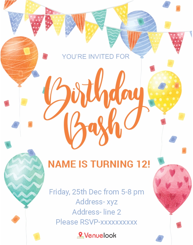 Balloon Birthday E-Invite E-Invitation