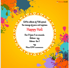 Happy Holi Festival Background E-Invite E-Invitation