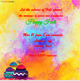 Watercolor Holi Festival Background E-Invite E-Invitation