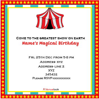 Circus Carnival Birthday Party E-Invite E-Invitation