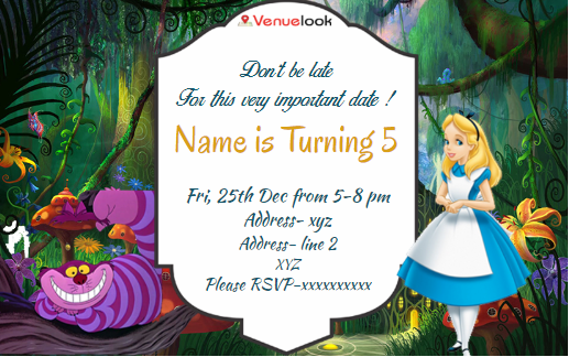 Alice in Wonderland E-Invite E-Invitation