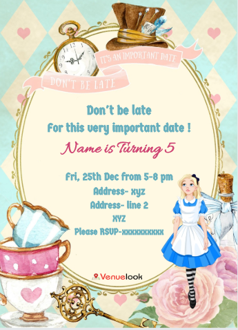 Mad Hatter Alice Wonderland E-Invite E-Invitation