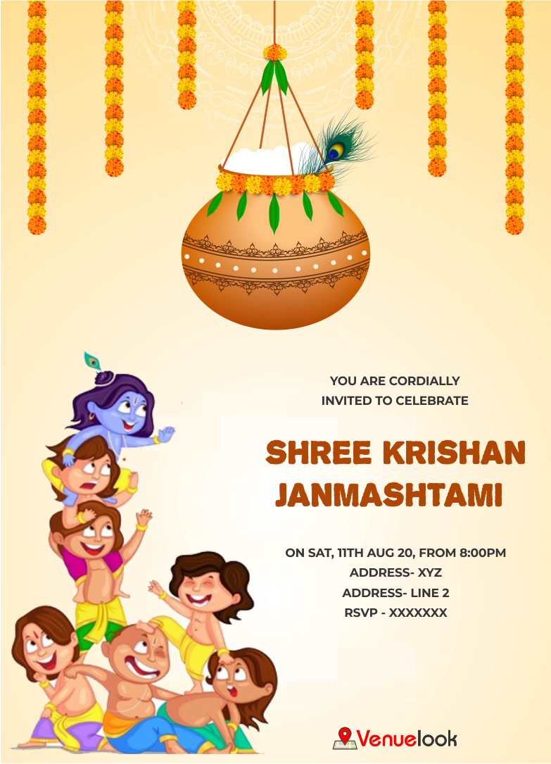 Dahi Handi Janmashtami E-Invite E-Invitation