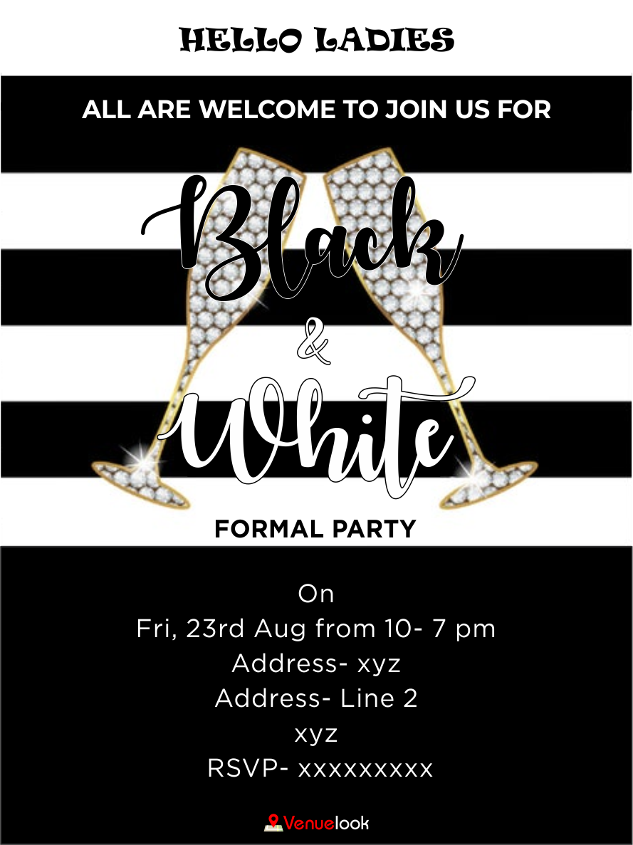 Black & White Formal Party E- INVITE E-Invitation