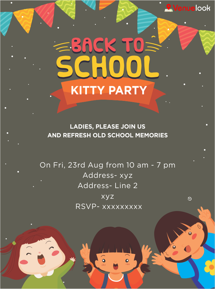 Back To School Kitty Party E-INVITE E-Invitation