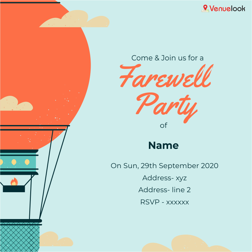 Hot Air Balloon Farewell E-INVITE E-Invitation