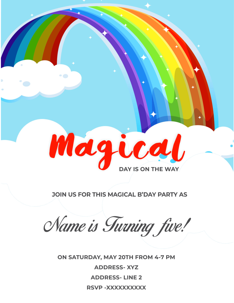 Rainbow Birthday E-Invite E-Invitation