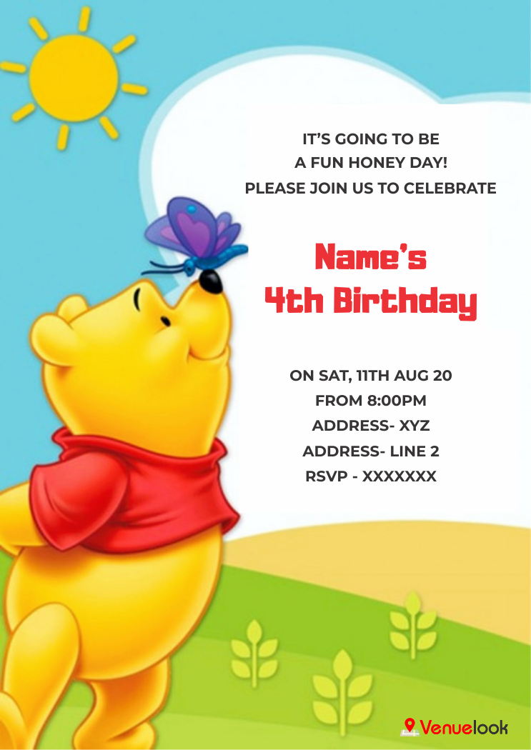 Winnie and Butterfly E-Invite E-Invitation