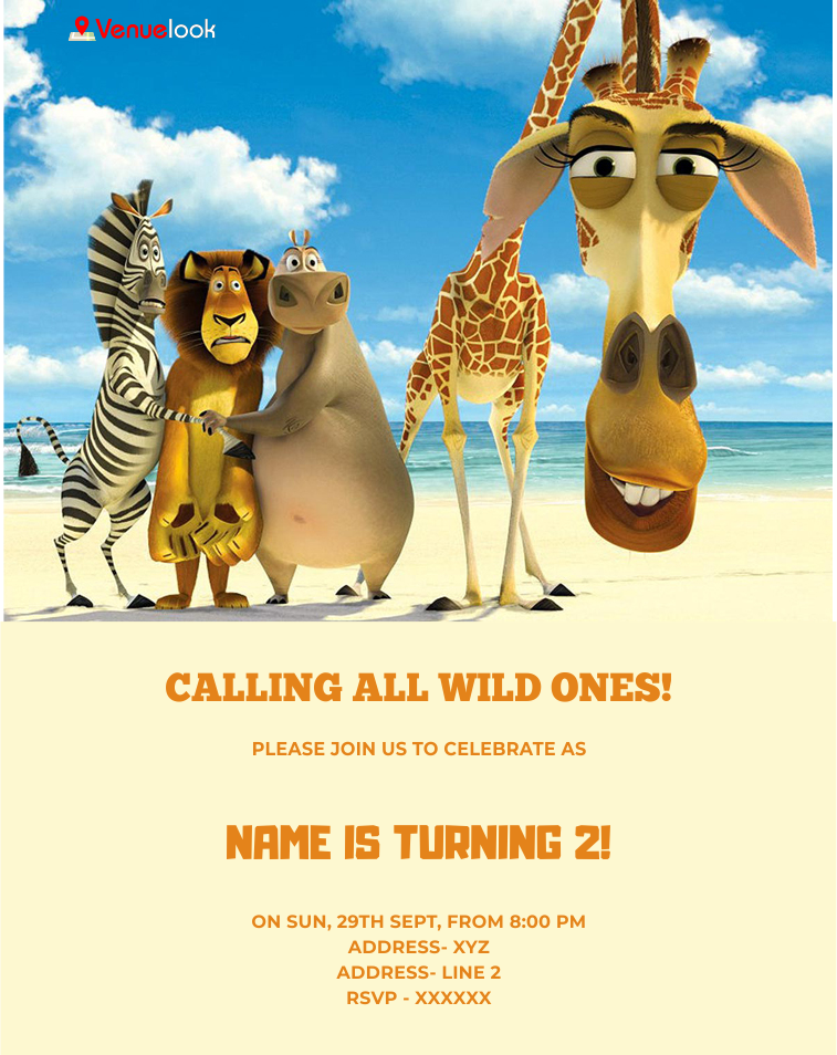 Calling All Madagascar E-Invite E-Invitation