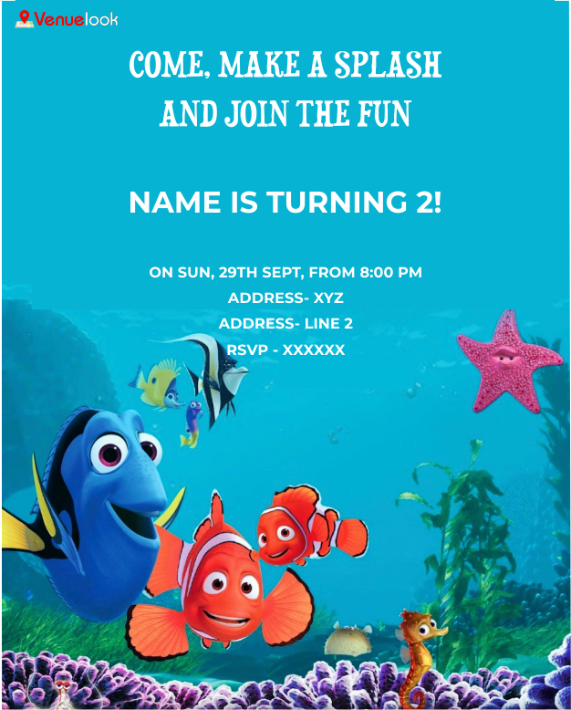 Dory Marlin and Nemo E-Invite E-Invitation