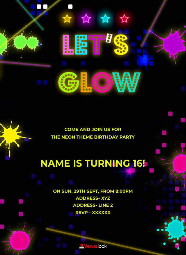 Neon Star E-Invite E-Invitation