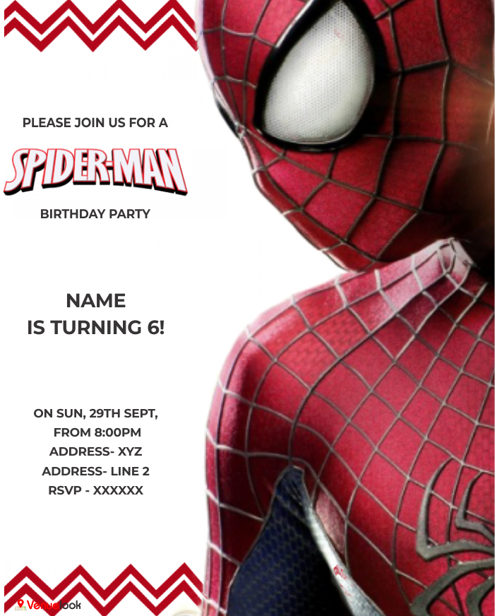 Spider Man Head E-Invite E-Invitation