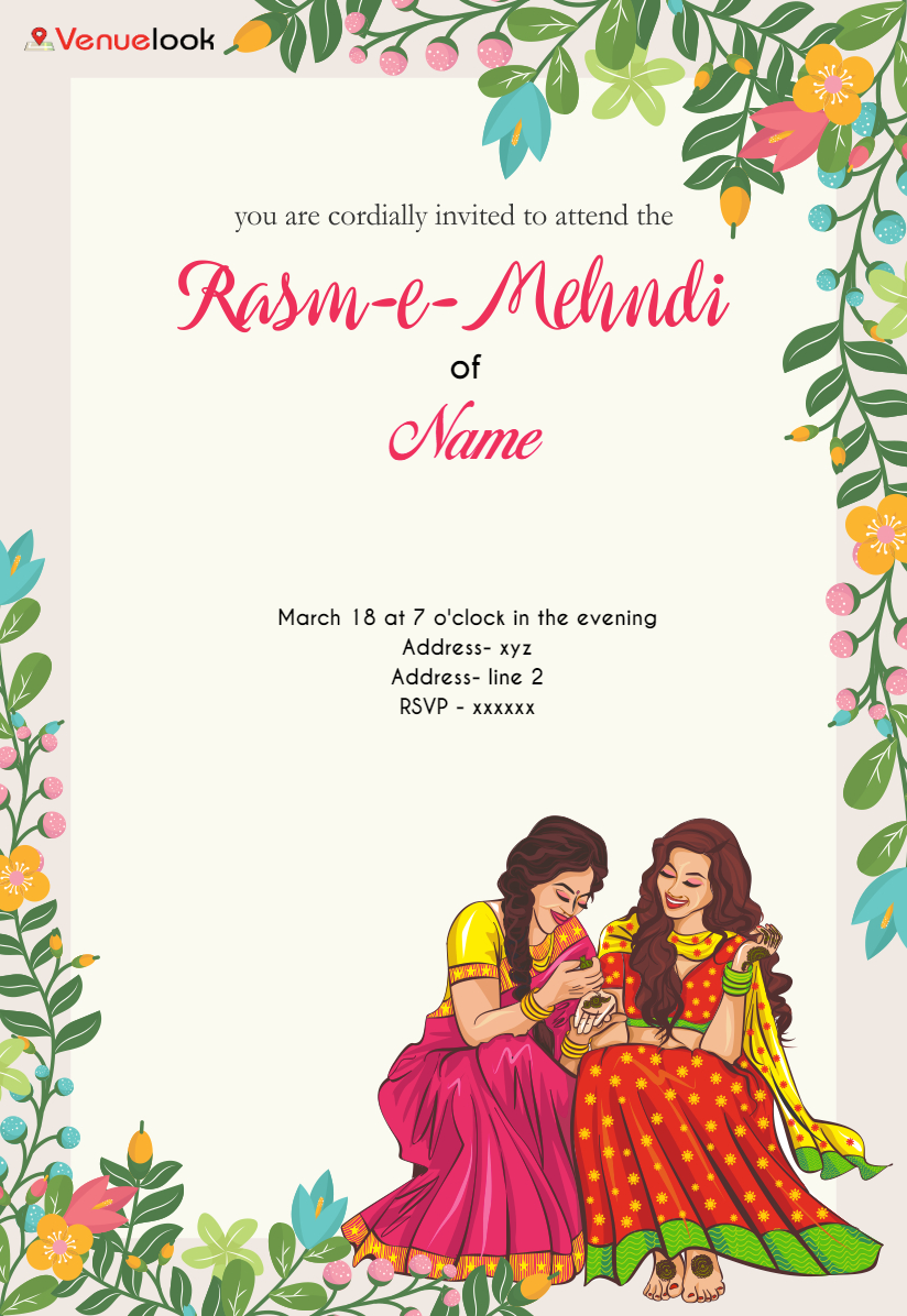 Elegant Mehendi Ceremony E-Invitation