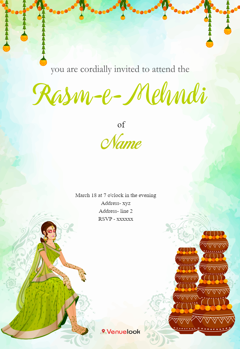 Graceful Mehendi Ceremony E-Invite E-Invitation