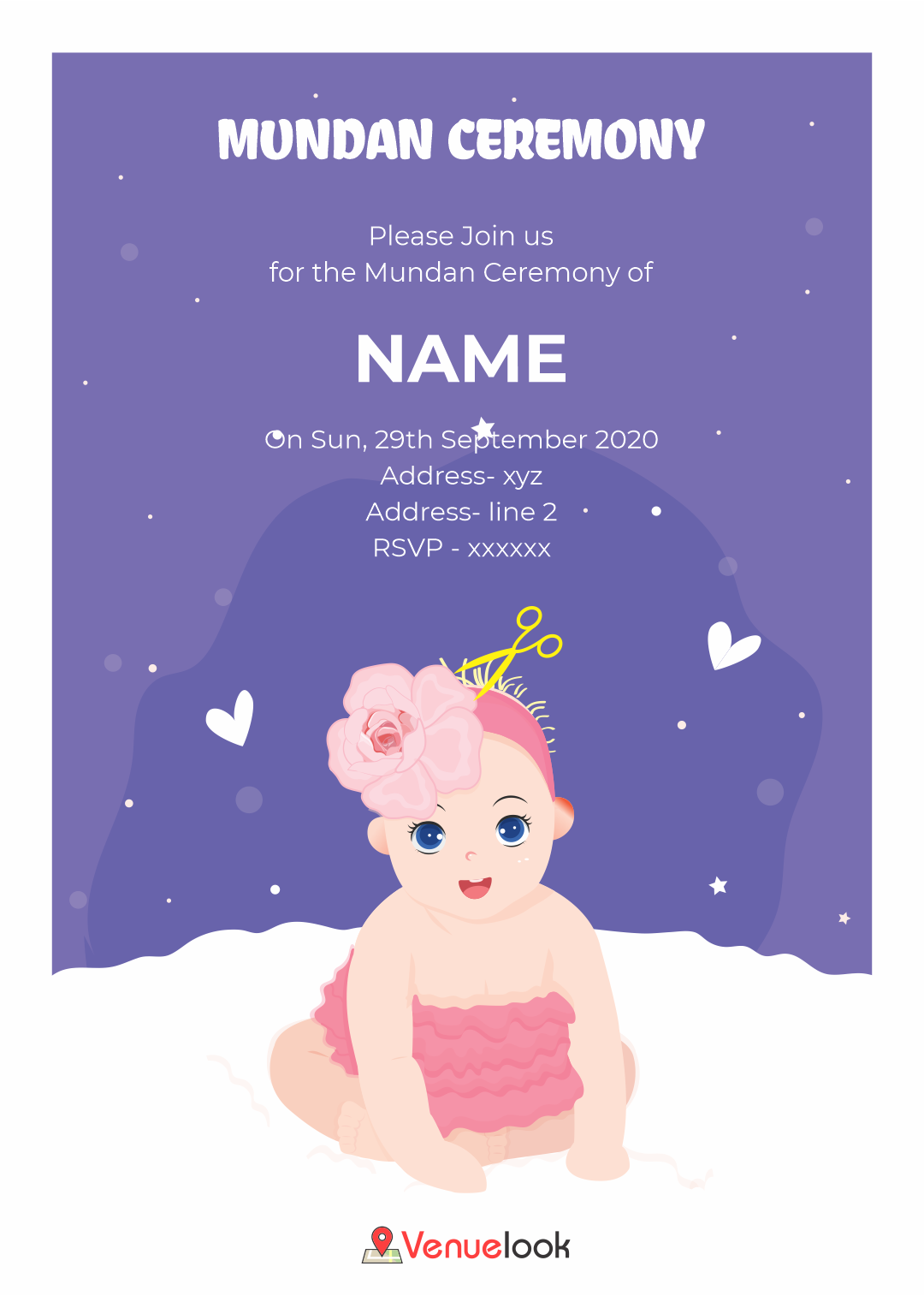 Little Princess Mundan Ceremony E-invite E-Invitation