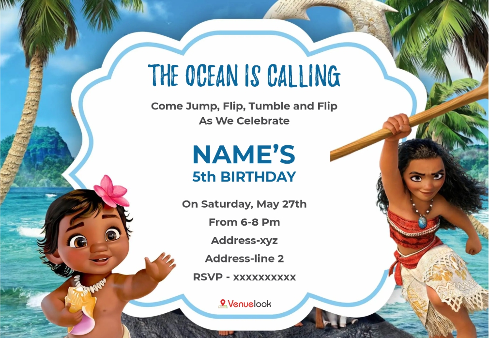 Moana and Little Girl E-Invite E-Invitation