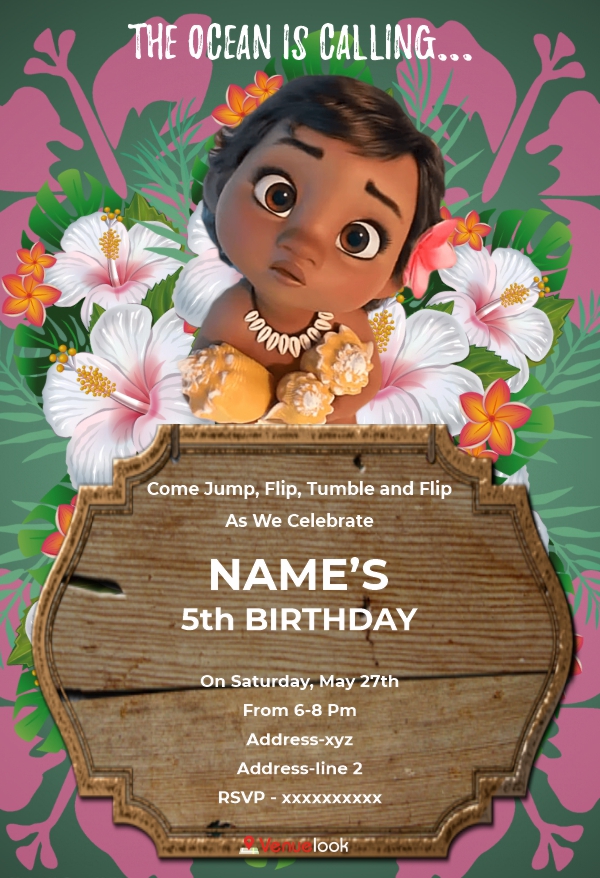 Moana Birthday E-Invite E-Invitation