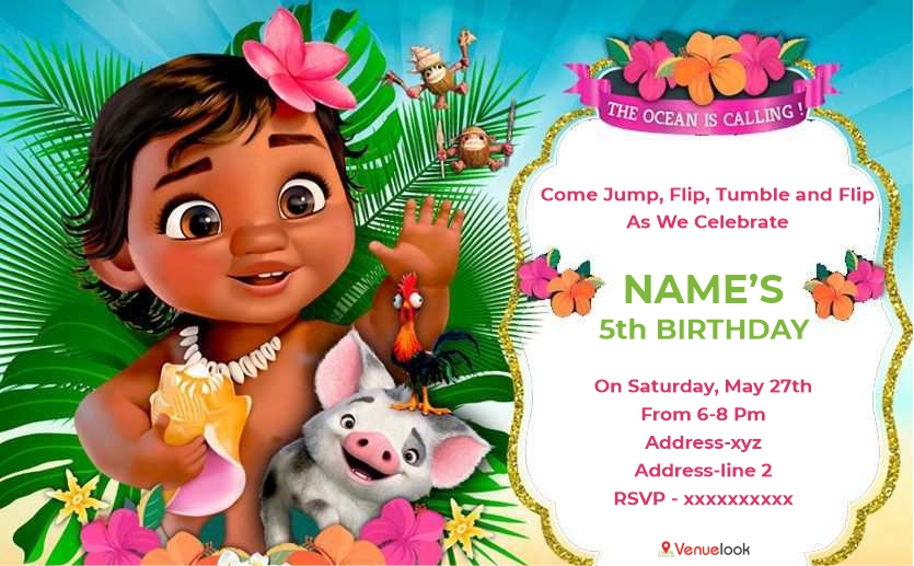 Moana Hei Hei the Rooster and Pua E-Invite E-Invitation