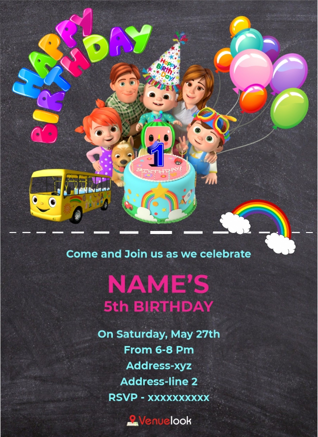 Cocomelon Birthday E-Invite E-Invitation