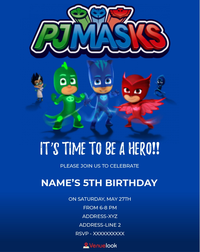 PJ Mask E-Invite E-Invitation